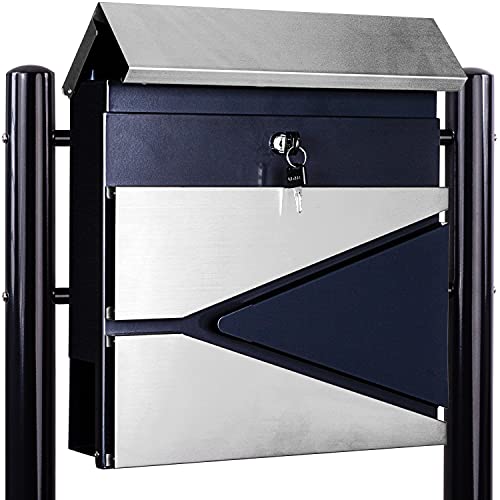 STILISTA Boîte aux Lettres sur Pied de qualité supérieure avec Compartiment pour Les journaux, avec revêtement par Poudre, différents Designs Cover