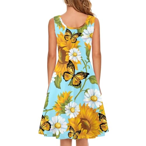 Image of TOADDITDO Womens Summer Sleeveless Tank Dress with 2 Side Pockets XS-4XL Plus Size
