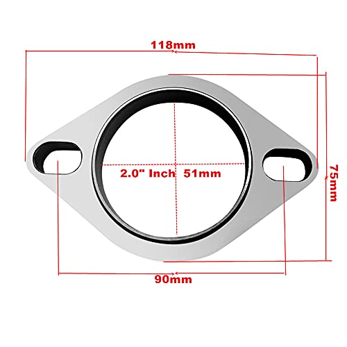 Kashaipu Exhaust 2" Exhaust Collector Flange Oval 2-Bolts Flanges Manifold Muffler Connect Cat-Back 2" Inch Id Pipe (2" Inch) #TOP1