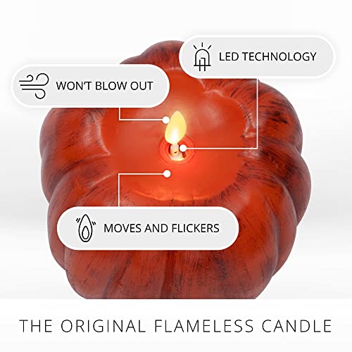 Image of Luminara - Flameless Halloween LED Candle Battery Operated Moving Flame - Antique Orange Pumpkin - Pack of 1-5 x 4.5 - Unscented Indoor Use