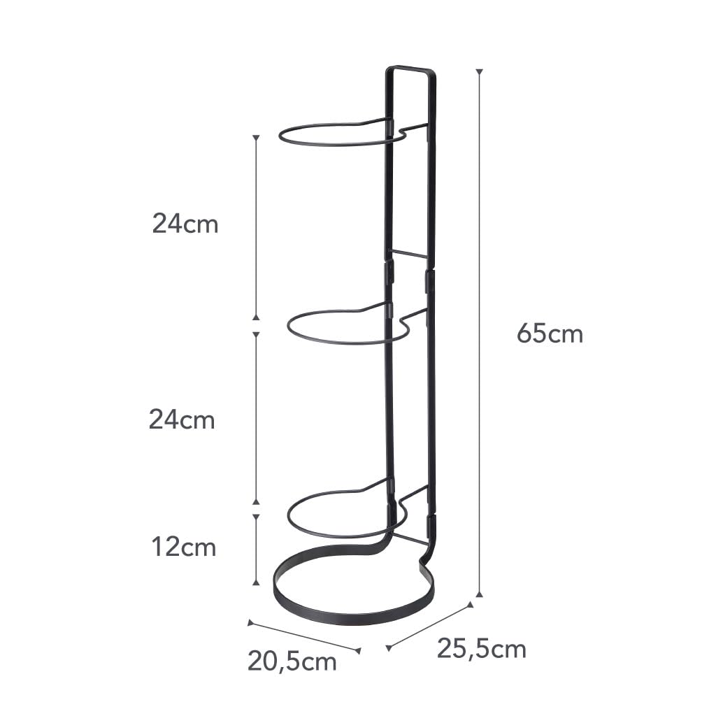 Yamazaki 7290 Frame Ball Stand, Black, Steel, 20.5 x 25.5 x 65 cm