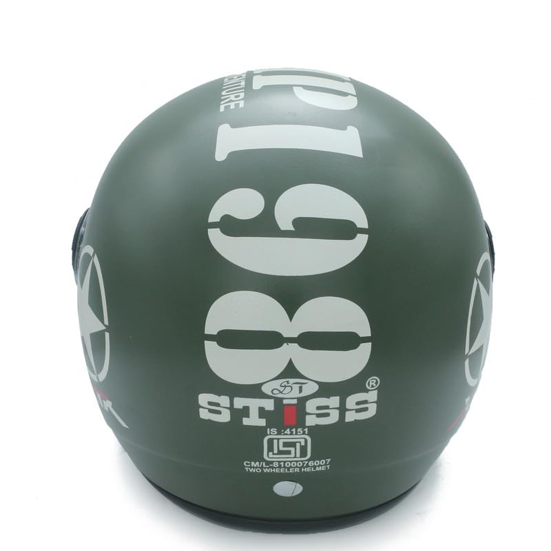 Image of Strong and Durable Stylish matt Finish Full Face Bullet Bike Helmet | Scratch Resistance and Silicone Glass Protection - Green