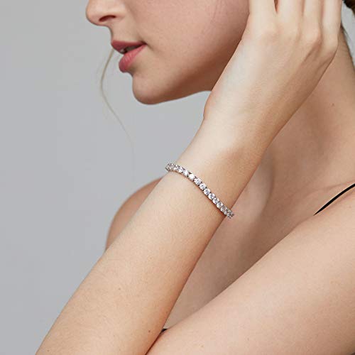 Tennis Bracelets for Women, Rhodium Plated Sterling Silver Round Cut Simulated Diamond Cubic Zirconia Tennis Bracelet, Size 6inch to 7inch Fine Jewelry for Women Men3