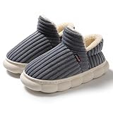 【今季・人気】[Pogowu] あったか ルームシューズ スリッパ かかと付き 男女兼用 もこもこ 縞柄 冬 秋 可愛い 室内履き 冬用スリッパ あったか 防寒 静音 軽量 洗える 滑り止め レディース メンズ