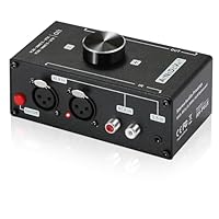 AtNeDcVh Stereo Audio Vorverstärker – XLR symmetrischer RCA 3,5mm Eingang auf XLR RCA 3,5mm Ausgang, Konverter Adapter Verstärker für Phono Plattenspieler Phonograph (Schwarz)