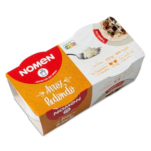 NOMEN - Arroz redondo en vasos, 2 paquetes de 125 g, 8 unidades
