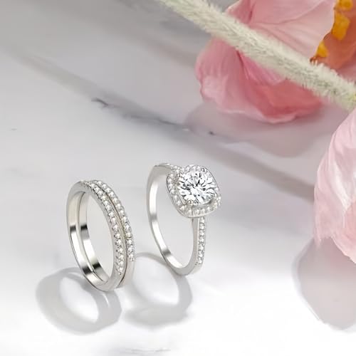 HUASAI Engagement Rings for Women Moissanite Wedding Promise Rings for Her Stackable Design Elegant Jewelry Gift4