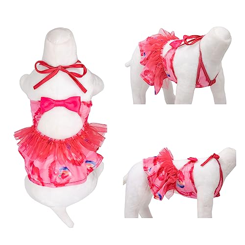Image of CuteBone One Piece Dog Bikini Swimsuit Dress - Puppy Bathing Suit Costume for Small Dogs - Comfortable & Stylish Pet Clothes for Summer Pool, Beach & Play LTDB01M