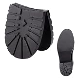 AHANDMAKER Shoe Replacement Rubber Outsole, Durable Half Sole and Heels Raised Grain Repair Sole Pad for Leather, Sports Shoes, Boots - Black Heel Medium