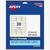 Avery Printable Address Labels, 1' x 2-5/8', Matte White with Metallic Gold Borders, Permanent, Laser & Inkjet Compatible, 300 Blank Mailing Labels, Great for Weddings, Favors, and More (06540)