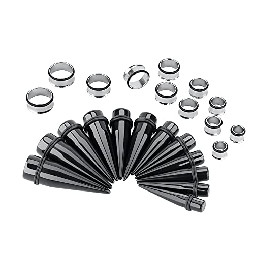 24PC Ear Gauge Stretching Kit Acrylic Tapers and Surgical Steel Tunnels Plugs 00G-20MM Gauge Stretching Kit2