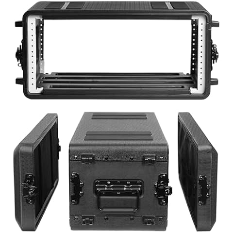 Diandian 4U Rack Case Shallow 11" Depth, 19" Rackmount Flight Case, Watertight Dust-Proof, Shock Mount for Amplifier, Pro Audio, DJ Mixer, Effects with Microphone Compartments Cover