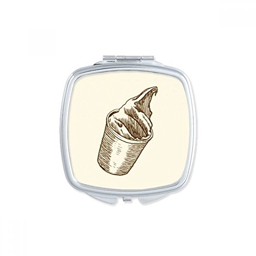 Miroir carré maquillage compact portable dessin de crème glacée