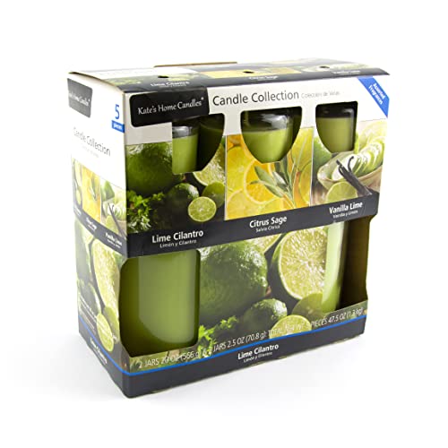 Cilantro and Citrus Scented Jar Candle Set, 5 PC
