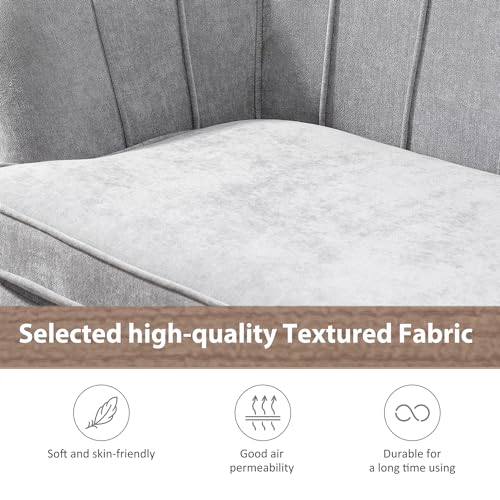 Modern Chenille Loveseat Couch,Futon Small Sofa with Gold Metal Legs ,2-Seater Upholstered Mini Sofa Couches for Small Space,Living Room Bedroom Office Dorm Studio Apartment Love Seat Couche(Grey) - Thumbnail 3