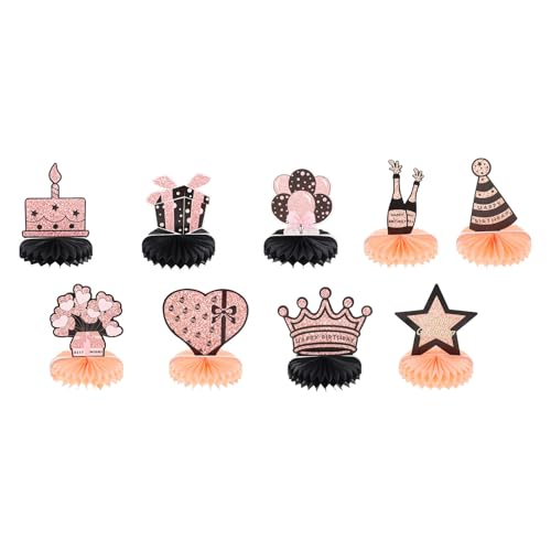 Veemoon Décorations en Papier Nid d'abeille 9 Pièces pour Anniversaire, Boules Alvéolées Colorées, Décorations de Fête Suspendues et Centre de Table pour Événements Intérieurs