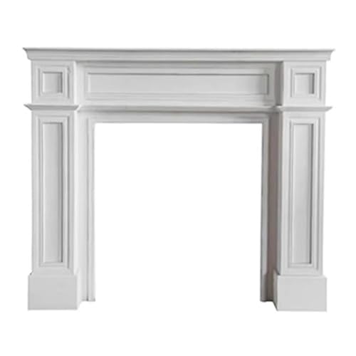 XLIHAWY Repisa Chimenea Moderna, Mesa Consola Sofá Tradicional Madera con Moldura Decorativa, Repisa Estante Envolvente para Entrada Pasillo(Blanco,90x20x110cm)