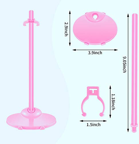 Image of 10 Pcs Doll Display Holders - Mini Stand for 11-13 Inch Dolls & Action Figures - Pink