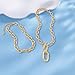 ABJFJE 2Pcs Gold Layered Chunky Chain Choker Necklace with Carabiner Clasp Oval Pendant Neckalces Retro Punk Jewelry for Women Gift