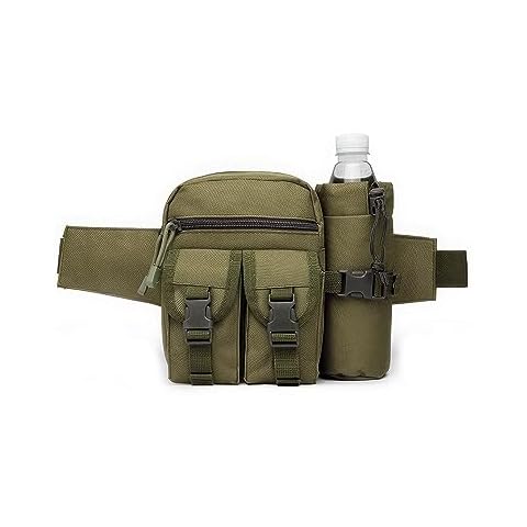 Piscorush Tactical Waist Pack with Water Bottle Holder Versatile and Waterproof Military Fanny Pack Utility Belt for Outdoor Hiking Camping Fishing (OliveDrab) Cover