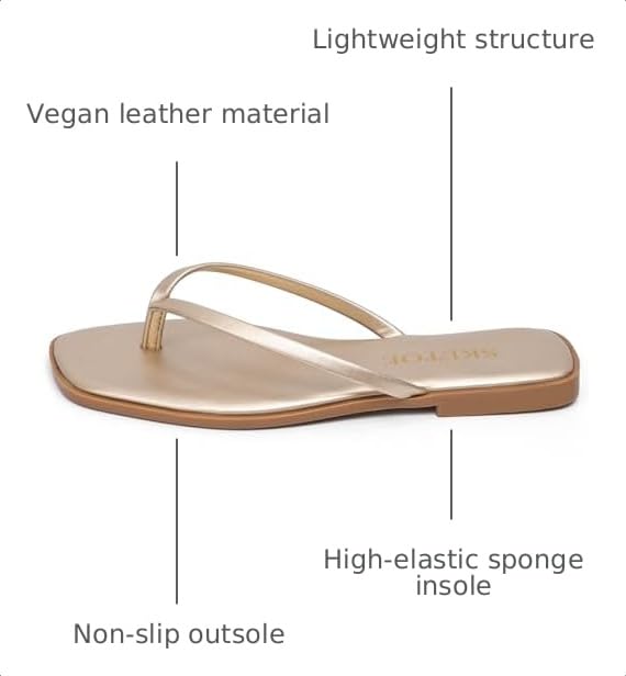 Image of Flip Flops Sandals for Women Square Toe Lightweight Thong Slides