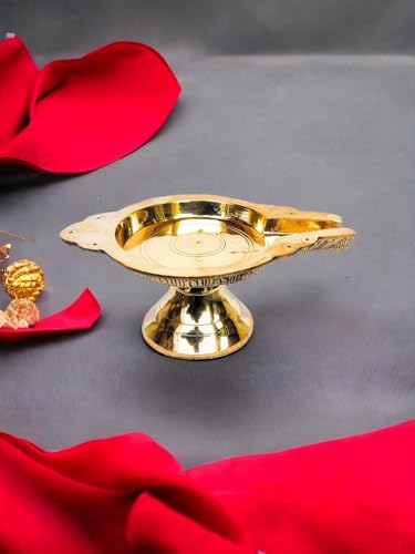 Image of Kerala Crafts Pure Brass Abhishek Patra Plate Tray Stand for GOD Idols |Best for Home Temple Wedding Sacred Marriage Festival Diwali ONAM Pooja Decor (19 L X 12 W X 9 H (CM))