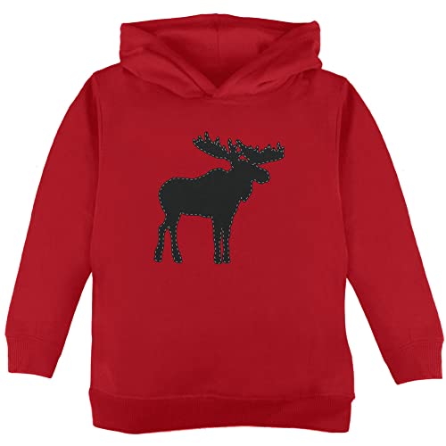 Moose Faux Stitched Toddler Hoodie Red 2T