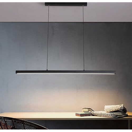 Lámpara LED regulable para isla cocina moderna colgante negra ajustable 4