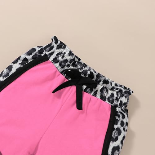 Image of FOCUTEBB Toddler Girl Clothes Baby Leopard T-Shirt Shorts Summer Set 18M-8Y