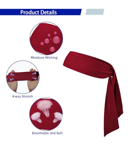 Image of Sport Tie Headbands Tennis Head Tie for Men Women Sports Fans Ninja Soccer Basketball Teams Head Ties Halloween