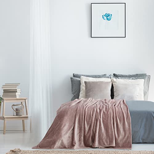 Thesis Fleece Blanket Queen Blanket For Bed Mauve – Classic Lightweight Microfiber Bed Blanket Queen Size Blanket Cozy Soft Blanket, 90X90 Inches #TOP2