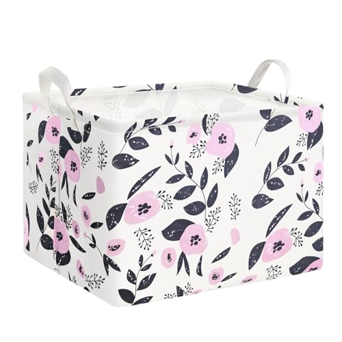 Mziart Cute Storage Basket with Handles, Rectangle Nursery Toy Storage