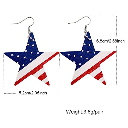 4 Pairs American Flag Earrings For Women Girls Star Heart Leather Earrings 4Th Of July Independence Day Holiday Earrings #TOP1