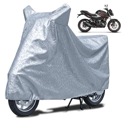 Image of FABTEC Waterproof Bike Body Cover Compatible with Hero Xtreme 160R 4v, A3 (Silver)