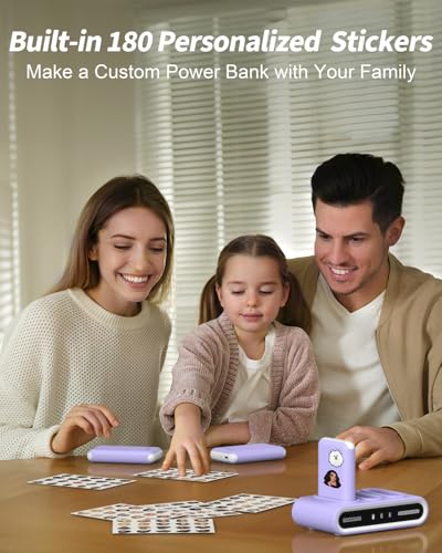 Image of GOODaaa Portable Charger, 3-Pack 10000mAh Slim Power Bank Built in Cables, 3 Outputs 1 Inputs Family Power Hub for All Mobile Devices, Charging Station Set Includes 140 DlY Stickers, for Home,Office