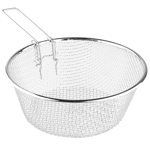 TIENDA EURASIA – Cestillo Freidor, con Asa Abatible para Mejor Almacenaje, Forma Redonda, de Acero Inoxidable, Color Plata, de Distintos Tamaños, para Freir y Cocinar (26 cm)