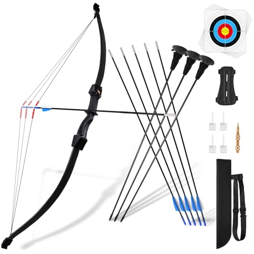 DAUPAN Kids Bow and Arrow Set, 45" Youth Bow and Arrow Archery Set, Bow and Arrow for Kids 8-12 12-14, Longbow Archery Set - Gift for Beginner Archers