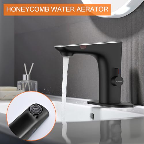 Ruvida Touchless Bathroom Faucet,Matte Black Bathroom Faucet,Bathroom Sink Faucets With Deck Plate,Faucet With Digital Temperature Display Screen thumb #3