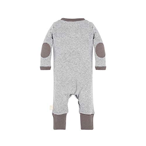 Burt's Bees Baby 'Baby-Boys' Romper Jumpsuit, 100% Organic Cotton One-Piece Coverall And Toddler Footie, Heather Grey Elbow Patch Henley, 6-9 Months Us #TOP1