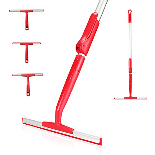 CLEANHOME Glass Window Squeegee with Extension Pole,54in Professional Scrubber Telescopic with 3 Sizes