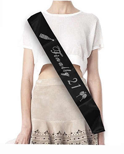 21St Birthday Sash And Tiara For Women - Fabulous Set: Glitter Sash + Floating Heart Rhinestone Silver Premium Metal Tiara For Women, 21St Birthday Gifts For 21St Birthday Party #TOP5