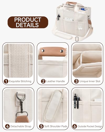 Bolsa Tote de Lona con Múltiples Bolsillos para Mujer miniatura 6