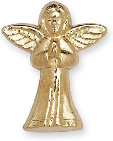 Jewelryweb - Solid 14k Yellow or White Gold Praying Angel Lapel Pin For Men - 12mmx10mm - Tie Pin for Suit Tuxedo - Religious Jewelry for Men - Tie tac closure