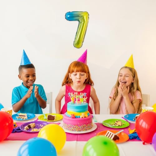 Image of TONIFUL 2 Set Colorful Gradient Number Balloons 16 Inch 0-9 Mylar Foil Balloons 20 Pcs Rainbow Small Custom Digital Ballons for Birthday Baby Shower Graduation Anniversary Party Decorations