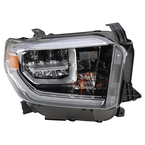 Image of TRQ Passenger Side Headlight Assembly LED Without Smoked Chrome Bezel Compatible with 2018-2021 Toyota Tundra TO2503262