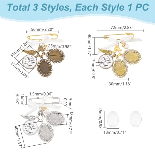 UNICRAFTALE 3pcs 3 Colors Wedding Bouquet DIY Photo Charm Alloy Oval DIY Pin Brooch Making Kit Wedding Bouquet Photo Brooch Making Kit for Wedding Party - Image 3