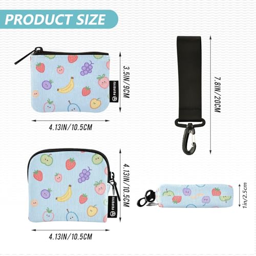 Blue Cartoon Fruits Dual Wristlet Wallets for Women Mini Fashion Change Purse Wallet with Wristlet Strap for Ladies 2 Pcs tarjetero para tarjetas de credito4