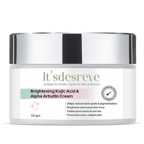 Image of Kojic Acid Cream for Dark Spots, Pigmentation, Melasma & Acne Marks Removal with Alpha Arbutin | Skin Brightening Cream for Men & Women | Uneven Skin Tone Corrector 50g