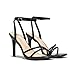 LULLASONG Black Heels Strappy Ankle Strap High Women's Heels 3.5 Inch Heeled Square Open Toe Sandals for Women