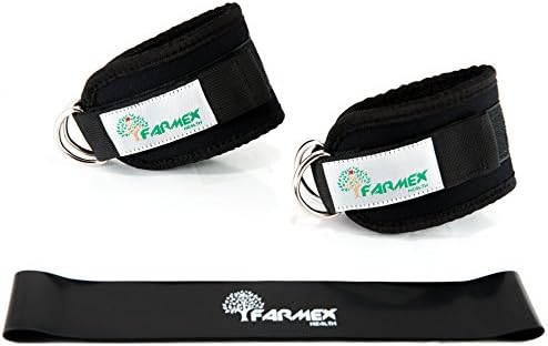 Ankle Straps For Cable Machines By Farmex Health| Upgrade Your Abs, Glute&Leg Resistance Workouts|Adjustable&Comfortable Velcro Ankle Cuffs With Steel D-Rings Men&Woman |+1 Resistance Band+1 Ebook